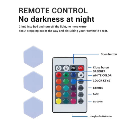 3/6Pcs Touch Control Hexagonal LED Wall Light,Honeycomb Lights, Touch Sensitive Wall Lights, Night Lights, Honeycomb Lights