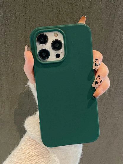 Large Pore Olive Green Candy Solid Color Phone Protective Case, Matte Creative Shockproof Phone Cover Compatible with Apple 11 12 13 14 15 16 plus 13 Pro Max XR 16 14 plus 14 Pro Max 13 Pro Mini Waterproof Anti-Fall Scratch Resistant